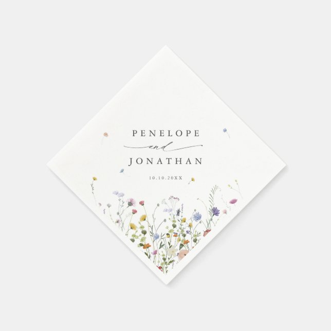 Spring Wildflower Garden Floral Minimalist Wedding Napkin (Corner)