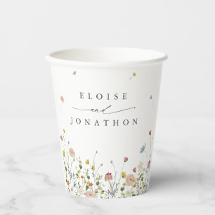 Spring Wildflower Garden Floral Minimalist Wedding Paper Cups