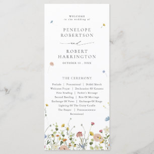 Spring Wildflower Garden Floral Minimalist Wedding Program