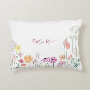 Spring Wildflower Garden   Personalized Accent Pillow