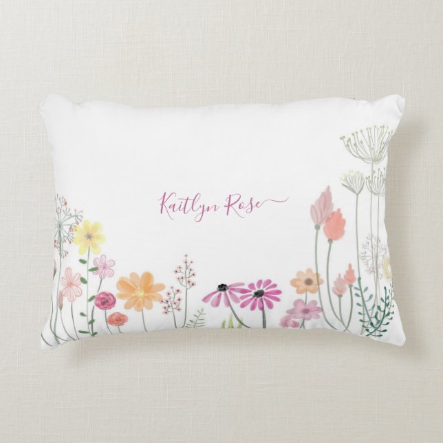 Spring Wildflower Garden | Personalized Accent Pillow (Front)