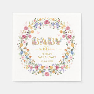 Spring Wildflower Garden Wreath Girl Baby in Bloom Napkin