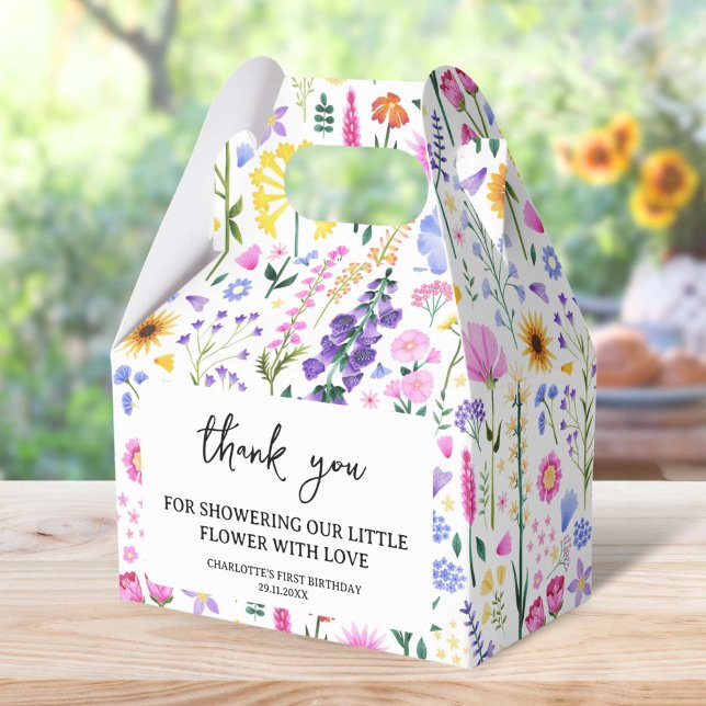 Spring Wildflower Girl's First Birthday Favor Box (Spring Wildflower Girl's First Birthday Favor Boxes)