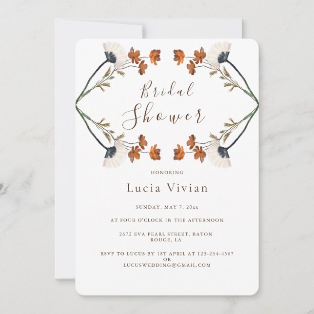 Spring Wildflower Great Patten Bridal Shower Invitation (Front)