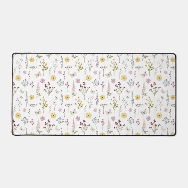 Spring Wildflower Greenery Meadow Flower Garden Desk Mat (Front)