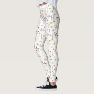 Spring Wildflower Greenery Meadow Flower Garden Leggings