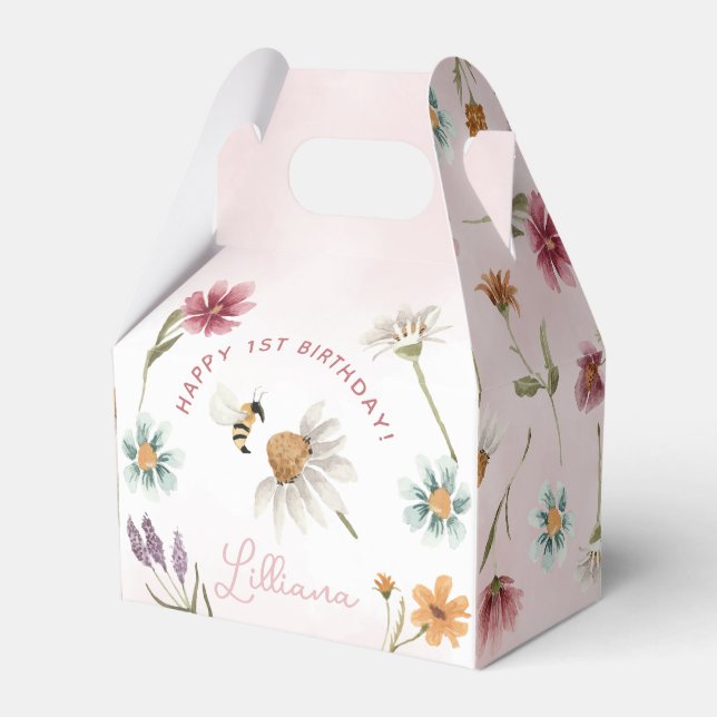 Spring Wildflower Happy Birthday Favour Box (Front Side)