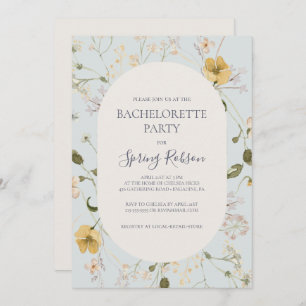 Spring Wildflower   Light Blue Bachelorette Party Invitation