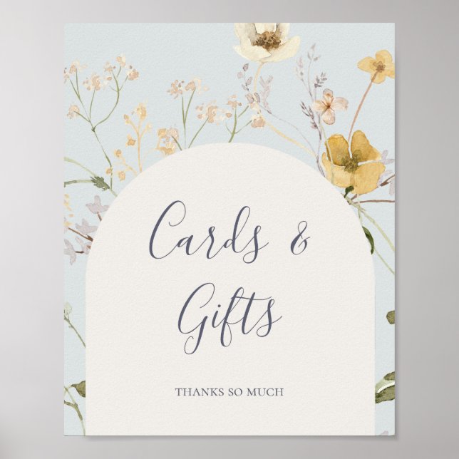 Spring Wildflower Light blue Cards and Gifts Sign (Front)