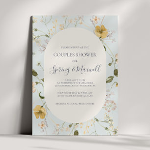 Spring Wildflower   Light Blue Couples Shower Invitation