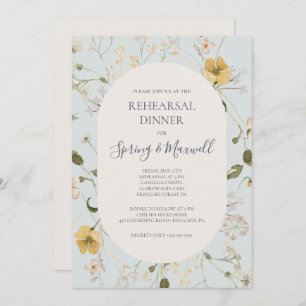 Spring Wildflower   Light Blue Rehearsal Dinner Invitation