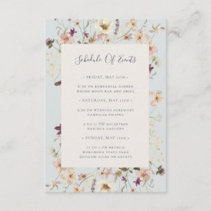 Spring Wildflower   Light Blue Schedule of Events Enclosure Card