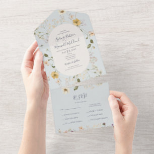 Spring Wildflower   Light Blue Seal And Send All In One Invitation