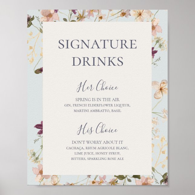 Spring Wildflower | Light Blue Signature Drinks Poster (Front)