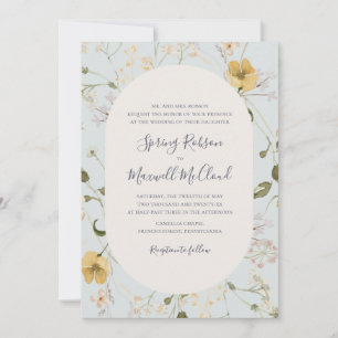 Spring Wildflower   Light Blue Traditional Wedding Invitation