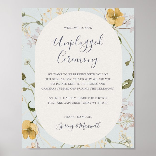 Spring Wildflower | Light blue Unplugged Ceremony Poster (Front)