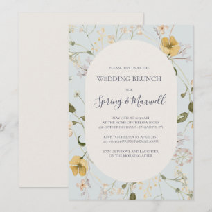Spring Wildflower   Light Blue Wedding Brunch Invitation