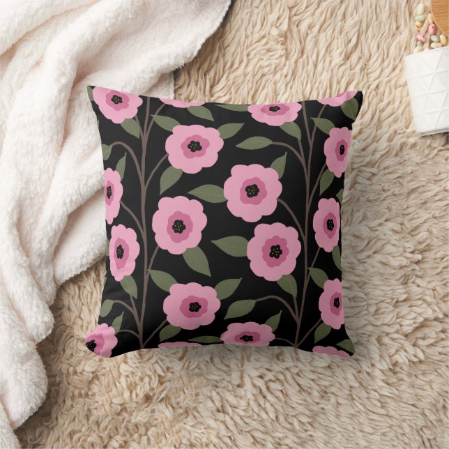 Spring Wildflower Meadow Flower Garden Greenery Throw Pillow (Blanket)