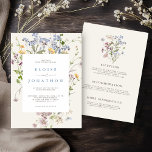 Spring Wildflower Meadow Garden Details Wedding   Invitation<br><div class="desc">Capture the beauty of nature on your special day with our exquisite wildflower watercolor wedding invitations. Elegant, unique, and blooming with love. Use the text fields to personalize the card with your own wording and details. If you want to change the font style, colour or text placement, simply click the...</div>