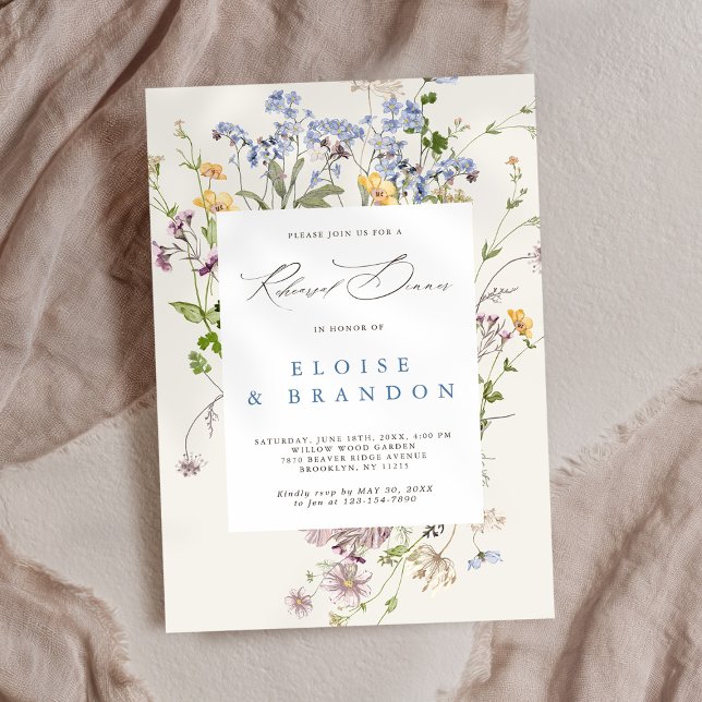 Spring Wildflower Meadow Garden Rehearsal Dinner Invitation (Pretty Spring Wildflower Meadow Rehearsal Dinner Invitation)