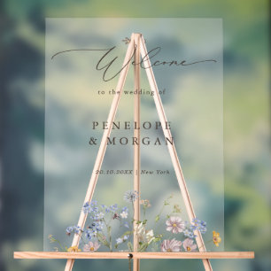 Spring Wildflower Meadow Garden Wedding Welcome Acrylic Sign