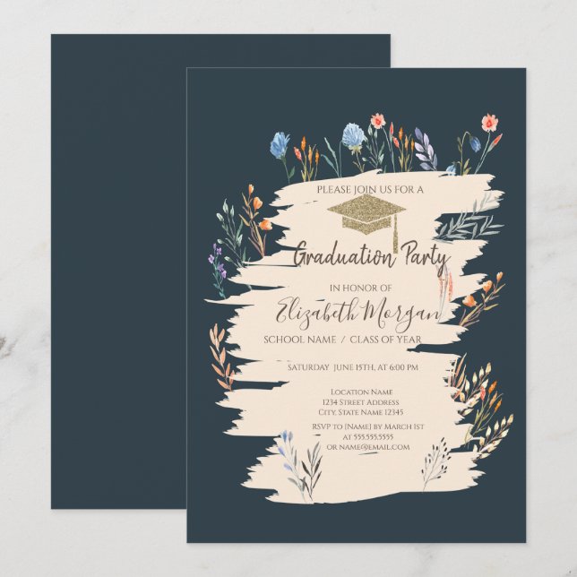 Spring Wildflower Meadow Graduation Invitation (Front/Back)
