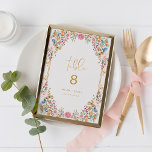 Spring Wildflower Meadow Wedding Table Number<br><div class="desc">Colourful floral table number</div>