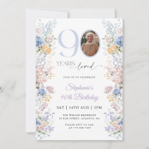 Spring Wildflower Photo 90th Birthday Invitation