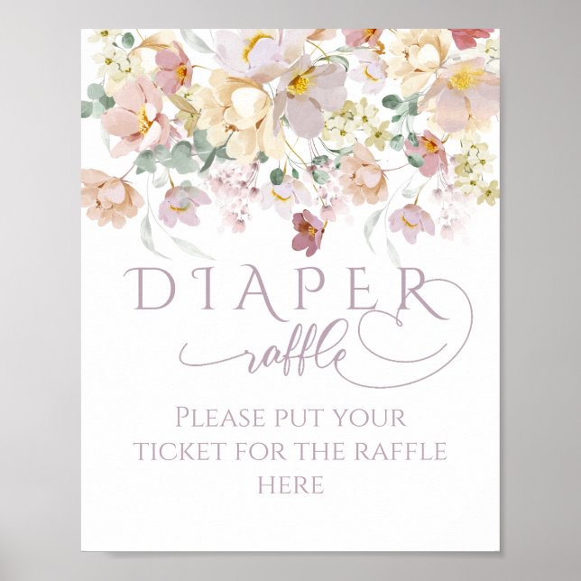 Spring Wildflower Purple Girl Baby Shower diaper Poster (Front)