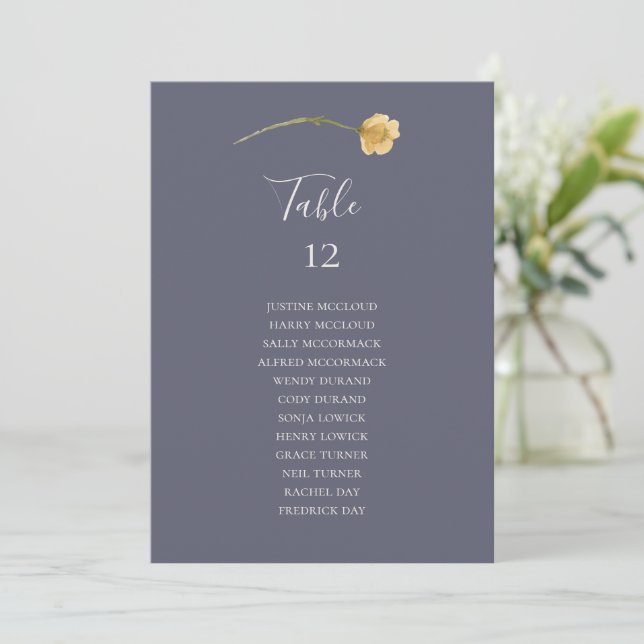 Spring Wildflower Purple Table Number Chart (Standing Front)