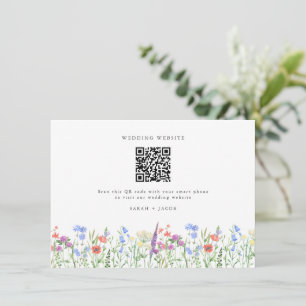 Spring Wildflower QR Code Wedding Enclosure Card