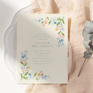 Spring Wildflower Watercolor Floral Bridal Shower Invitation
