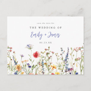 Spring Wildflower Wedding Save the Date Postcard