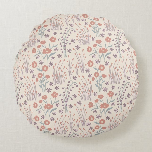 Spring Wildflower Whispers Round Pillow (Front)