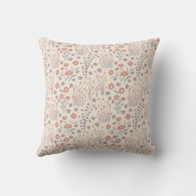 Spring Wildflower Whispers Throw Pillow (Back)