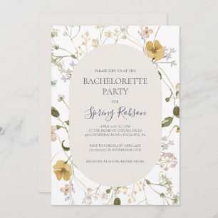 Spring Wildflower   White Bachelorette Party Invitation