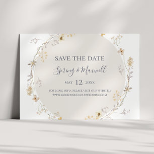 Spring Wildflower White Horizontal Save the Date