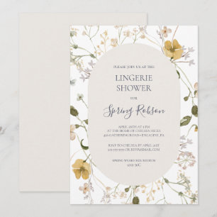 Spring Wildflower   White Lingerie Shower Invitation