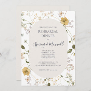 Spring Wildflower   White Rehearsal Dinner Invitation