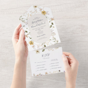 Spring Wildflower   White Seal And Send All In One Invitation