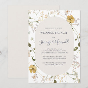 Spring Wildflower   White Wedding Brunch Invitation