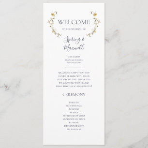 Spring Wildflower   White Wedding Program