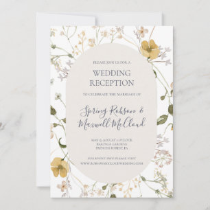 Spring Wildflower White Wedding Reception Invitation