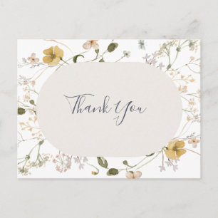 Spring Wildflower White Wedding Thank You Postcard