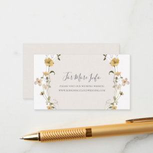 Spring Wildflower   White Wedding Website Enclosure Card