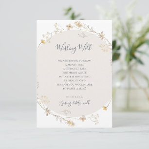 Spring Wildflower White Wedding Wishing Well Enclosure Card