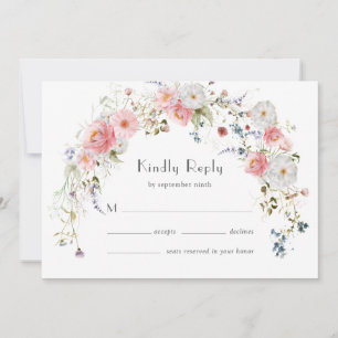 Spring Wildflowers Arch Pink White Wedding RSVP Save The Date