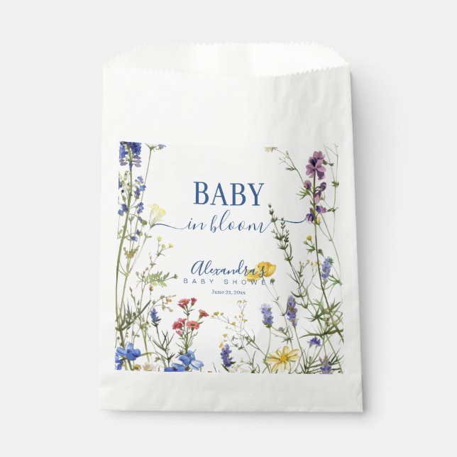 Spring Wildflowers Baby in Bloom Baby Shower Favour Bag (Front)