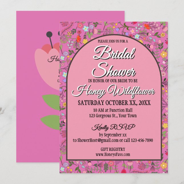 Spring Wildflowers Bridal Shower Amaranth Purple (Front/Back)