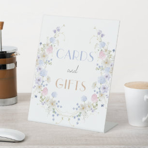 Spring Wildflowers Bridal Shower Cards And Gifts Pedestal Sign